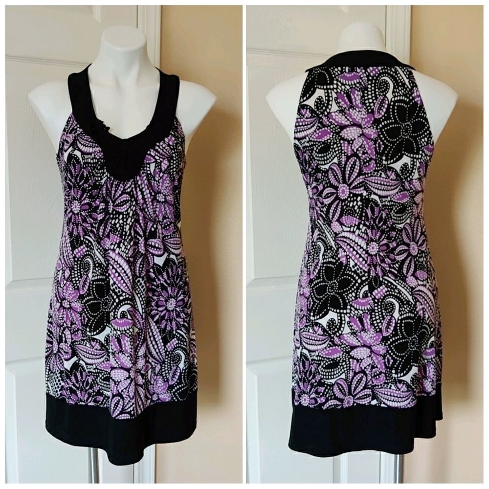 Wrapper floral embroidered mini dress sz M